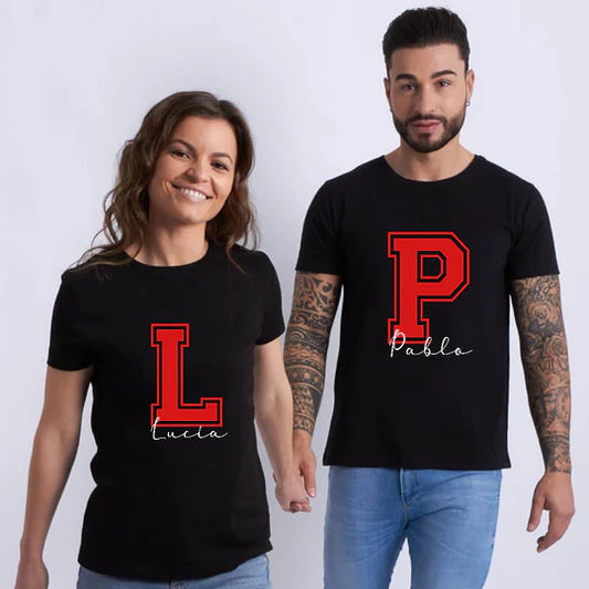 Camiseta Personalizable Letra Grande Parejas